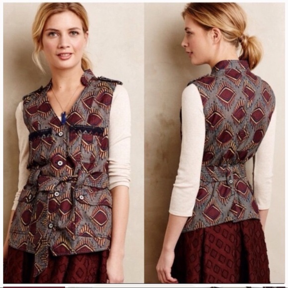 Anthropologie Elevenses Geo Safari Belted Vest - Picture 2 of 8